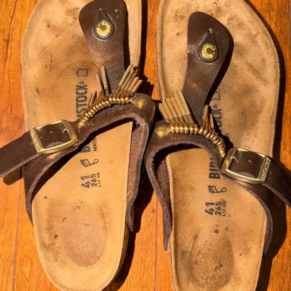 Birkenstock Dark Brown Sandals with Brass Details 41 - Picture 1 of 3